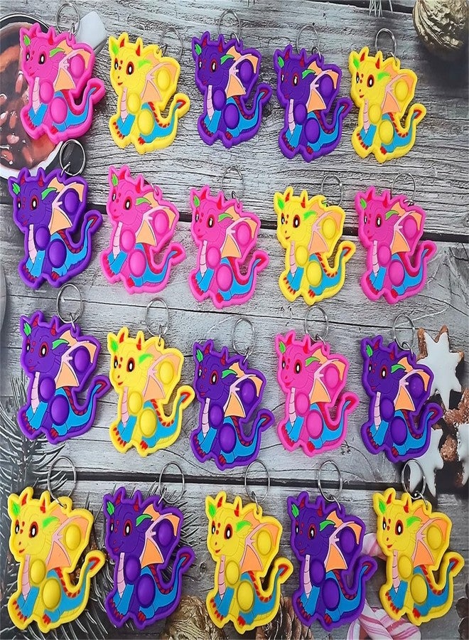 PSDFH 20 packs Bulk Dragon Baby Mini Pop Fidgets for Birthday Party Favors,Small little Backpack keychain for Classroom Students Boys kids - Image 2